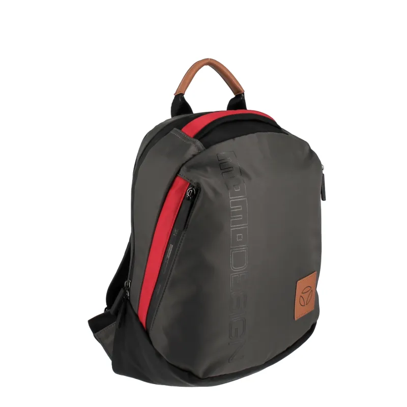 MOMODESIGN nylon laptop backpack, grey-red 2