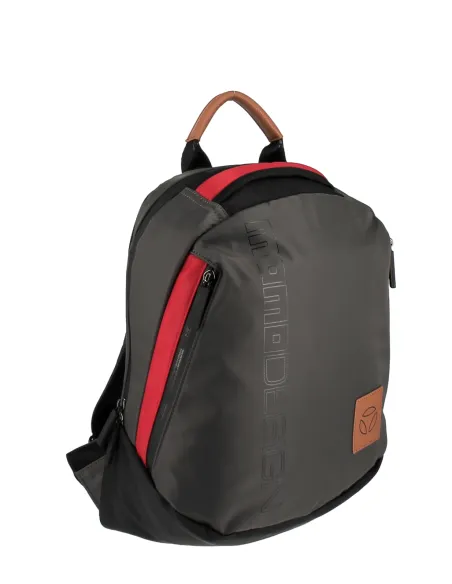 MOMODESIGN nylon laptop backpack, grey-red