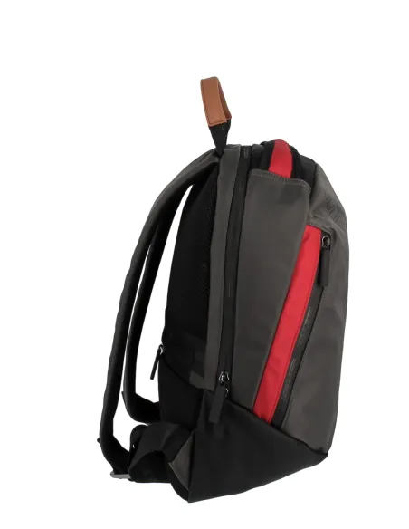 MOMODESIGN Laptop-Rucksack aus Nylon, grau-rot