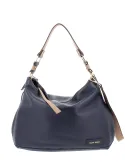 Gianni Notaro leather shoulder bag with zip fastening, blue-beige