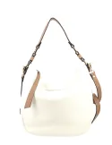 Gianni Notaro women's leather bag with zip closure, white-beige