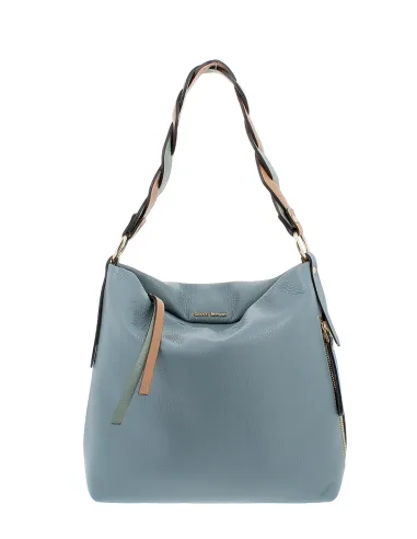 Gianni Notaro leather shoulder bag with braided handle light blue