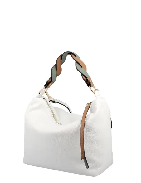 Gianni Notaro medium-sized shoulder bag with braided handle, white