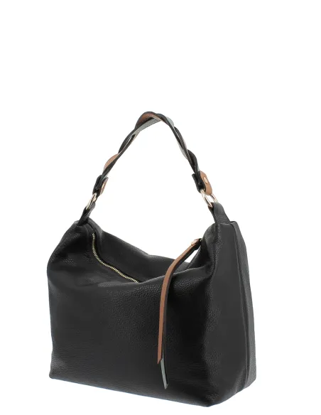 Gianni Notaro medium-sized shoulder bag with braided handle, black