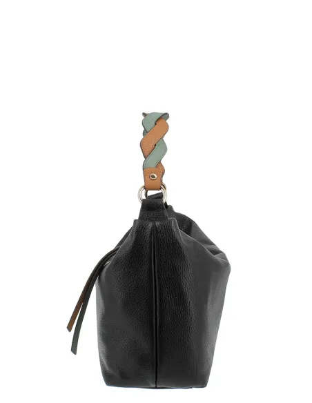 Gianni Notaro medium-sized shoulder bag with braided handle, black