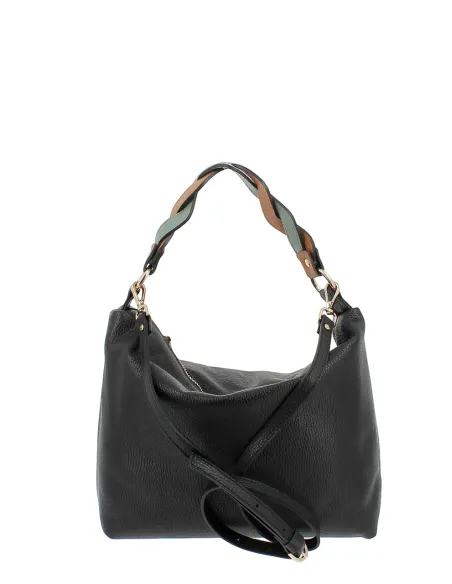 Gianni Notaro medium-sized shoulder bag with braided handle, black