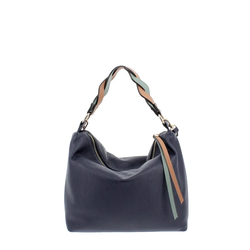 Borsa a spalla in pelle media misura Gianni Notaro, blu