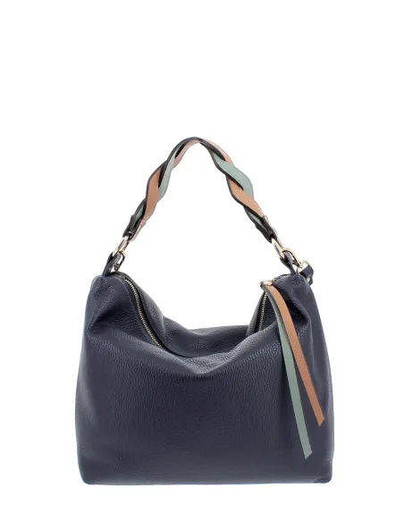 Gianni Notaro medium-sized shoulder bag with braided handle, blue