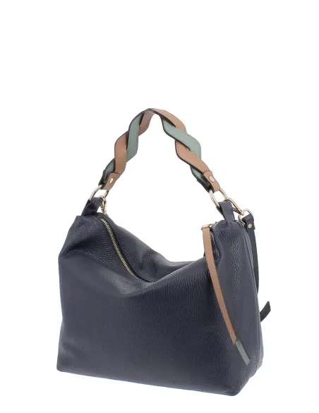 Gianni Notaro Mittlere Schultertasche mit geflochtenem Henkel, blau