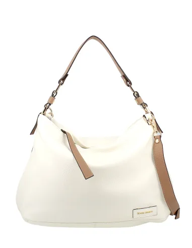 Gianni Notaro leather shoulder bag with zip fastening, white-beige
