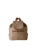 Borbonese women's backpack in recycled fabric with flap closure, beige- brown