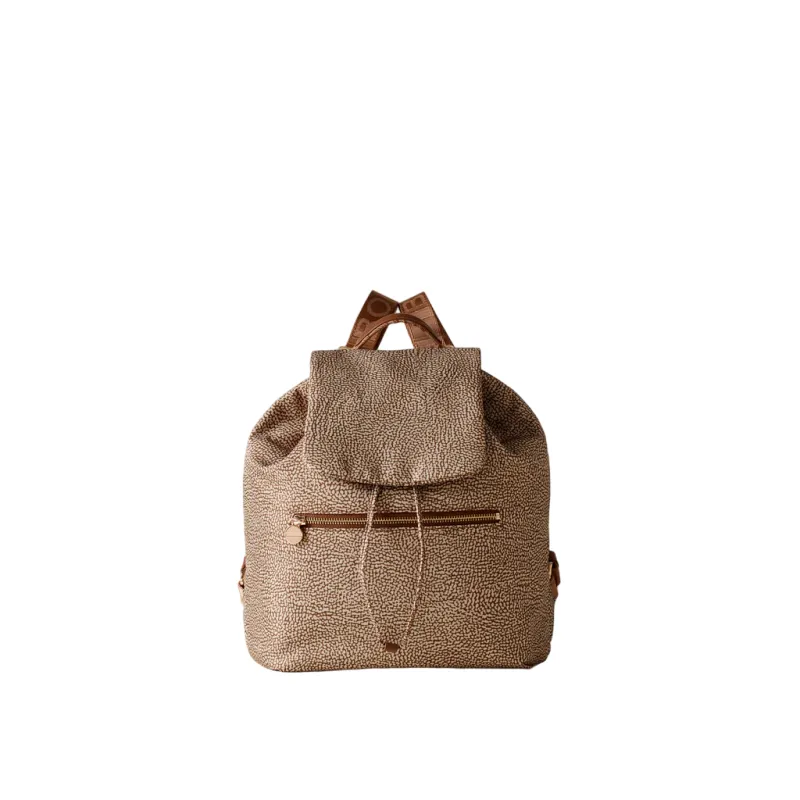 Borbonese women's backpack in recycled fabric with flap...