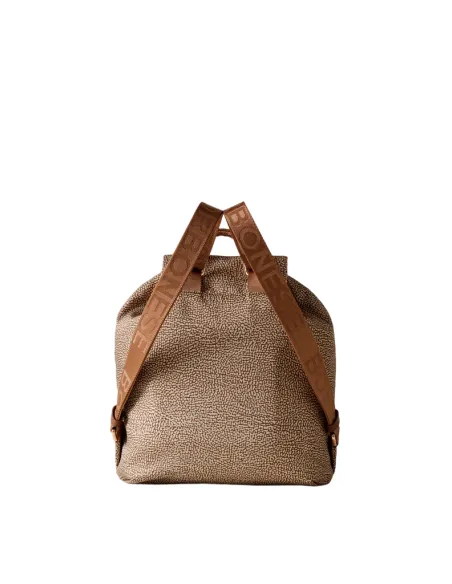 Borbonese Jet Damenrucksack mit Klappe, Beige-Braun