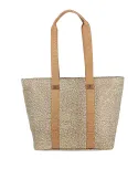 Borbonese Eco Line medium-sized shopping bag, Beige-Brown
