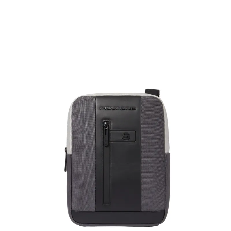 Piquadro Brief2 iPad® man's cross-body bag, grey-black