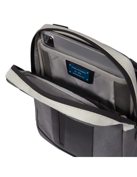 Piquadro Brief2 iPad® man's cross-body bag, grey-black