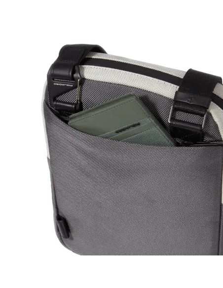 Piquadro Brief2 iPad® man's cross-body bag, grey-black