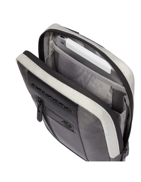 Piquadro Brief2 Special men's cross-body bag with iPad®mini compartment, grey-black