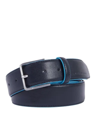 Piquadro Blue Square leather men's belt, blue