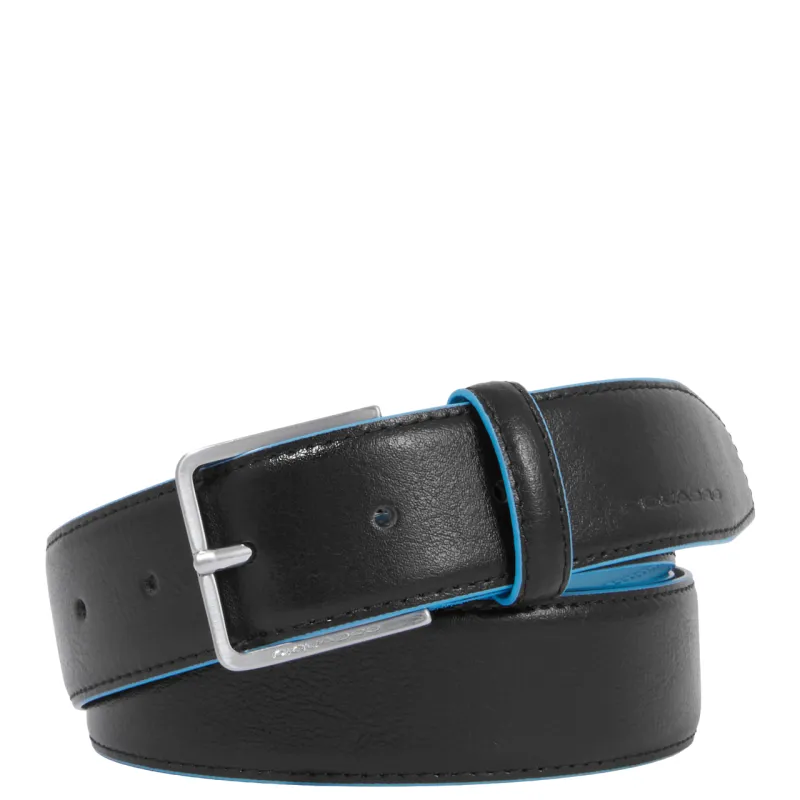 Piquadro Blue Square leather men's belt, black