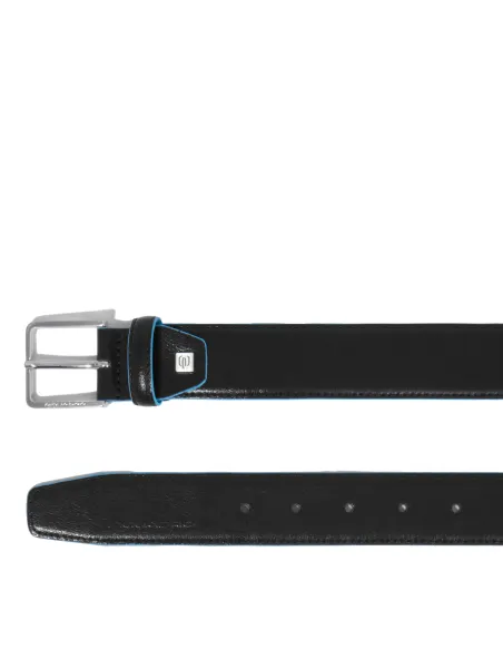 Piquadro Blue Square leather men's belt, black
