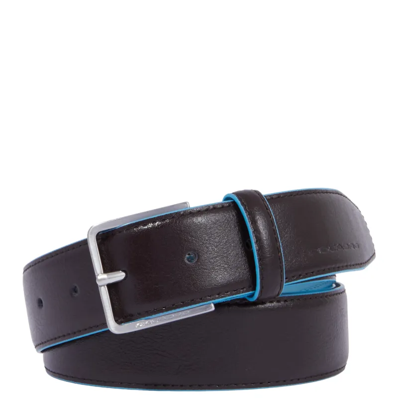 Piquadro Blue Square leather men's belt, dark brown