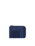 Piquadro Steve coin pouch with credit card slots, blue