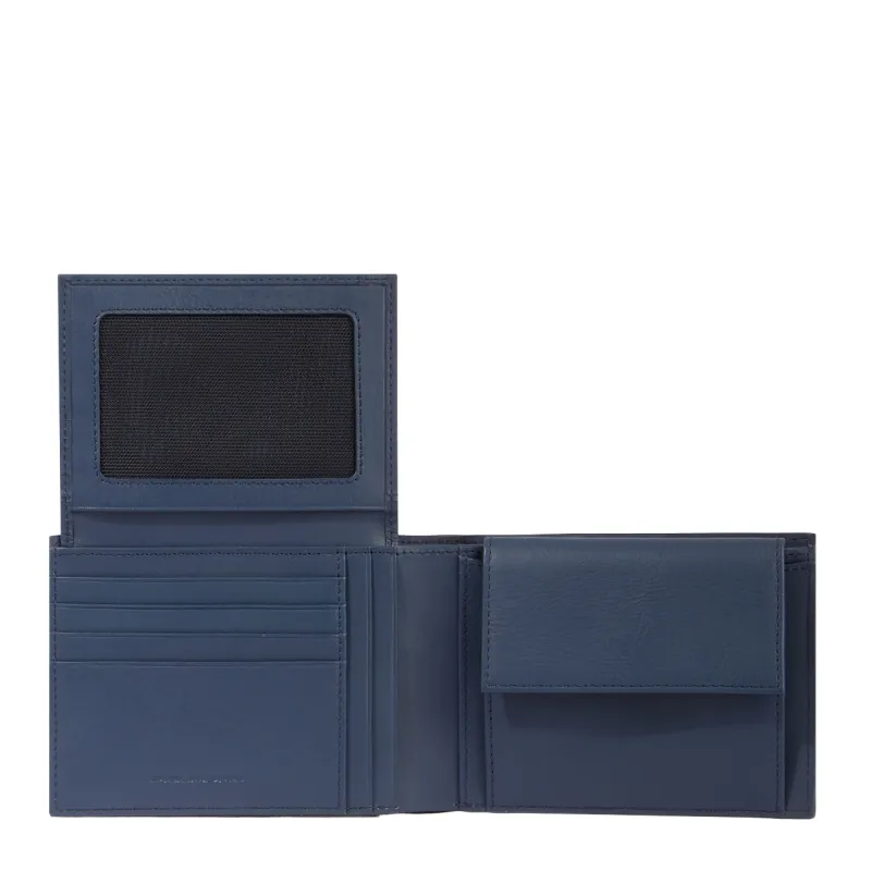 Piquadro Paul men's leather wallet, blue