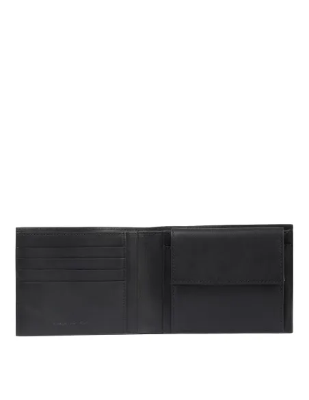 Piquadro Paul men's leather wallet with coin pocket, black