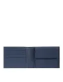 Piquadro Paul men's leather wallet with coin pocket, blue