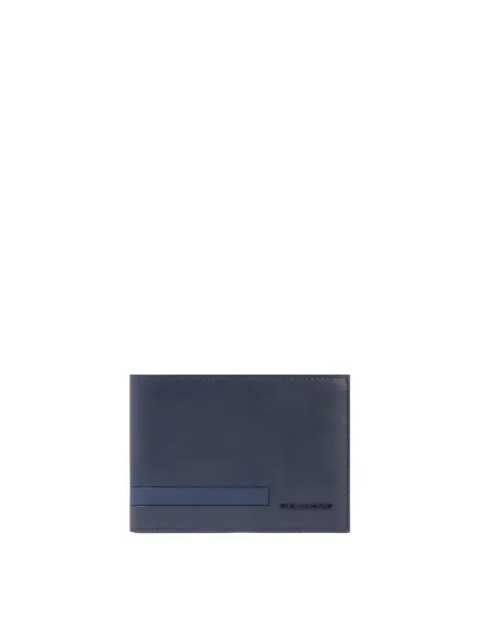 Piquadro Paul men's leather wallet with coin pocket, blue