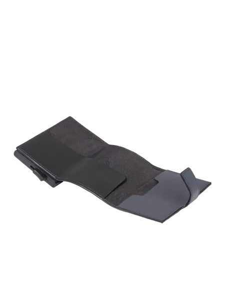 Porta carte di credito in metallo e pelle Piquadro Paul, nero