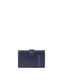 Piquadro Paul Metal and leather credit card holder with easy slide-out, blue
