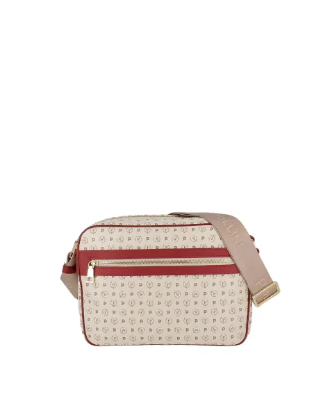 Borsa a tracolla Pollini con doppia zip avorio-lacca