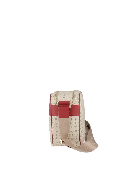 Pollini Shoulder bag with two zipped compartments ivory-red