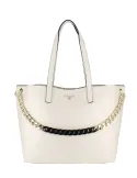 Pollini shopping bag with chain accessory, ivory