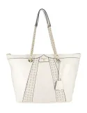 Pollini large shopping bag with zip fastening, ivory
