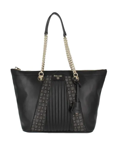 Pollini large shopping bag with zip fastening, black