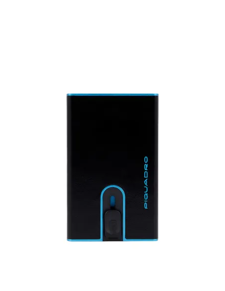 Piquadro Blue Square Credit card case with sliding system, black