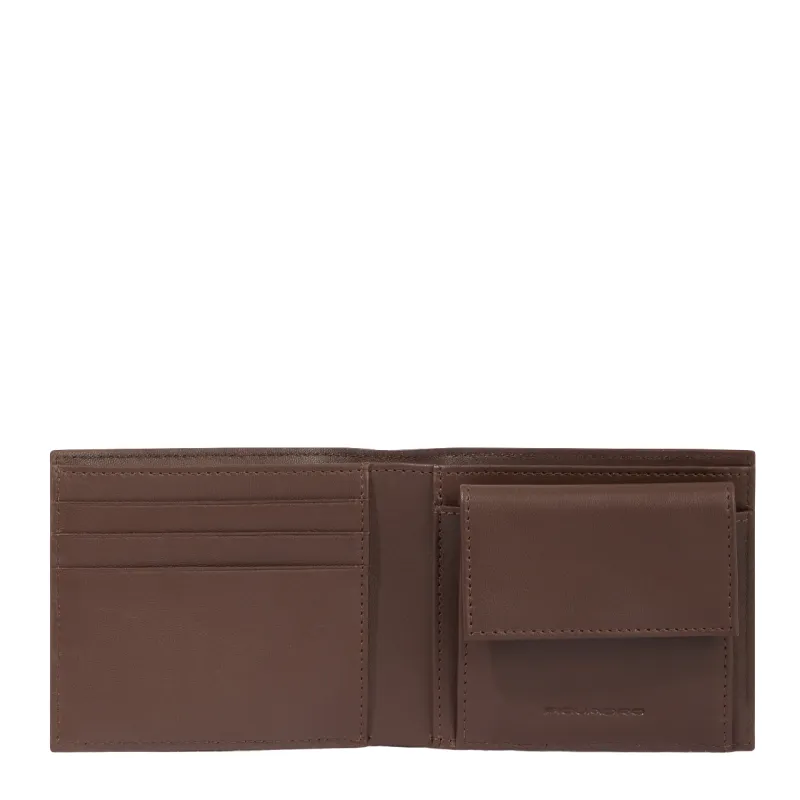 Piquadro Paul small men's wallet with coin purse, brown
