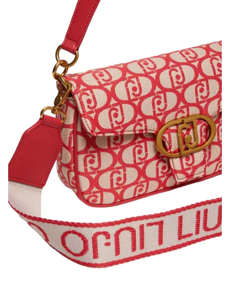 Liu Jo women's shoulder bag in jacquard fabric, red
