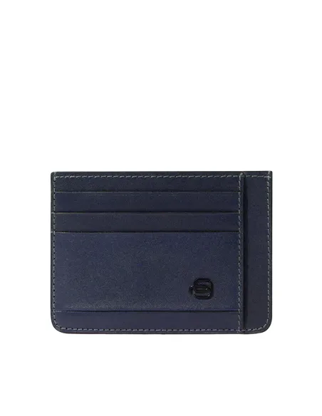 Piquadro David slim leather credit card holder, blue