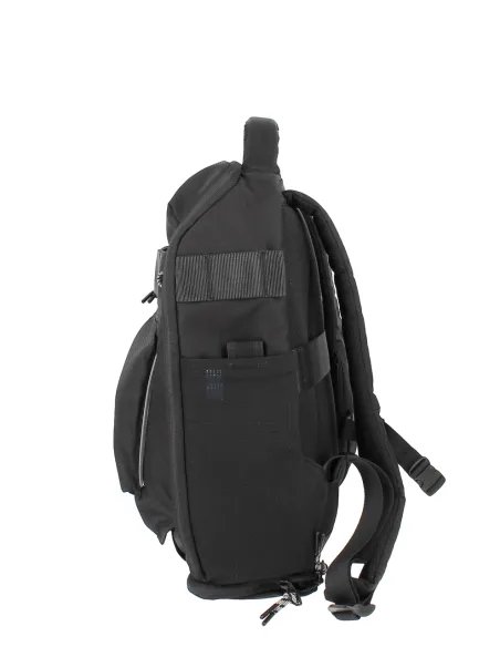 Piquadro Arne Computer and iPad®, LED-backpack in recycled fabric with shoe compartment, black