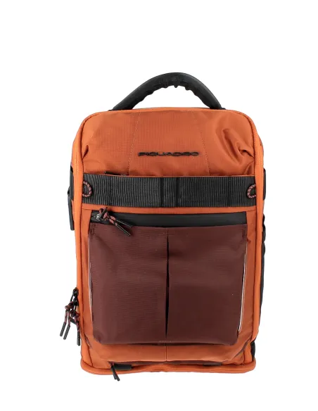 Piquadro Arne Computer und iPad®, LED-Rucksack aus recyceltem Stoff mit Schuhfach, orange