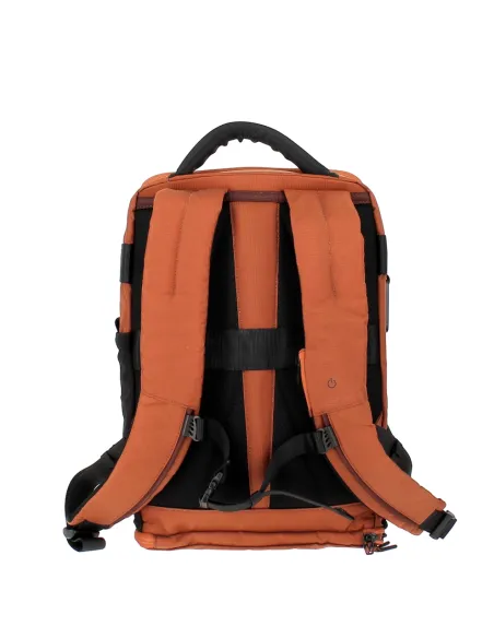 Piquadro Arne Computer und iPad®, LED-Rucksack aus recyceltem Stoff mit Schuhfach, orange
