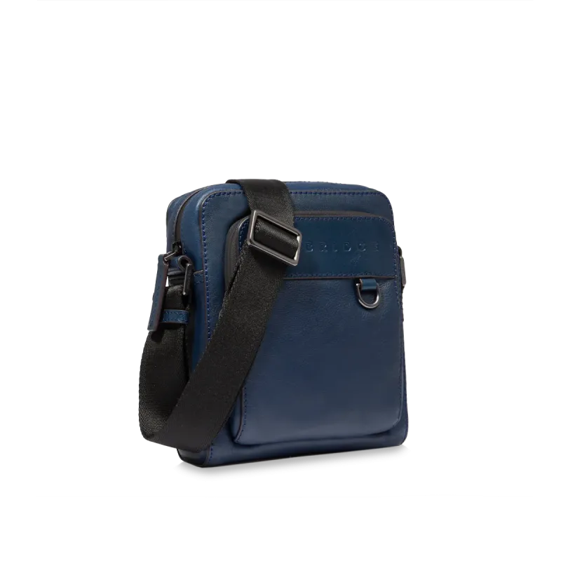 Borsello piccolo in pelle The Bridge Damiano blu