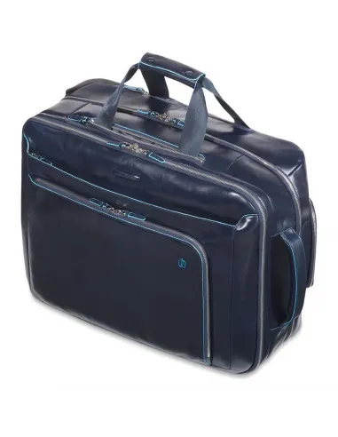 Piquadro B2 leather trolley, blue