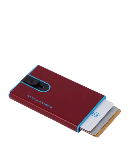 Piquadro Blue Square Credit card case with sliding system, red