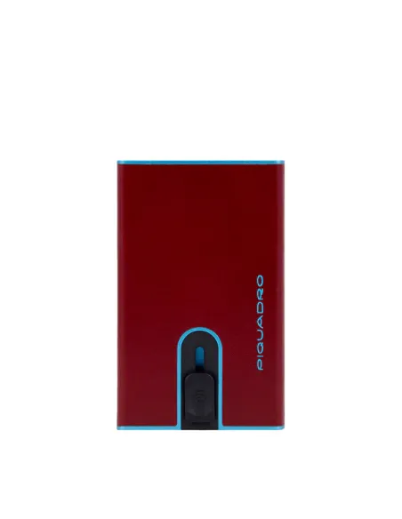 Piquadro Blue Square Credit card case with sliding system, red