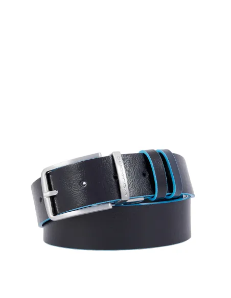 Piquadro Blue Square reversible leather men's belt, black-blue